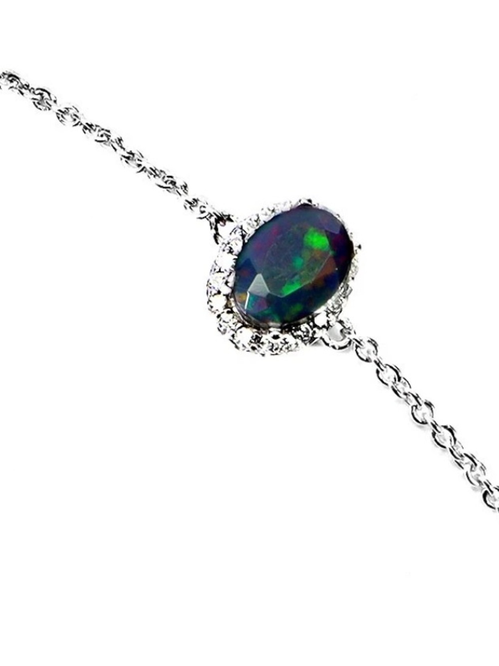 ✨New✨Natural Black Opal and Cubic Zirconia 925 Bracelet